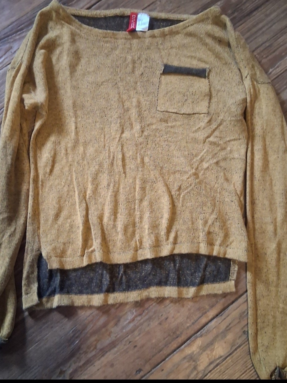 H&M Men's Mustard Crewneck Sweater with Contrast Trim